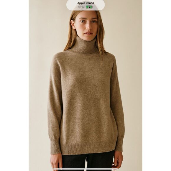 NORDSTROM CASHMERE TURTLENECK SWEATER CLASSIC LUXURY TIMELESS COZY CHIC BEIGE S - Picture 1 of 11